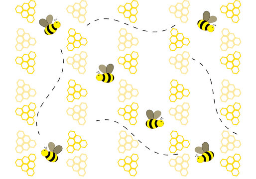 Seamless background with honey bee. Concept with bee and honey. For design, pattern, wallpaper, background, wrapping paper, invitation, card, brochure, banner