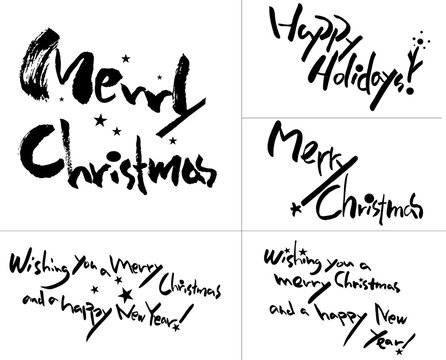 Xmas-newyear.epsHandwritten Brush Lettering Christmas and New Year Calligraphy Message Set