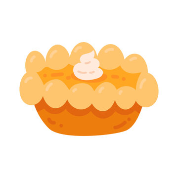 Delicious homemade autumn pumpkin pie with creamy topping, a festive fall dessert illustration