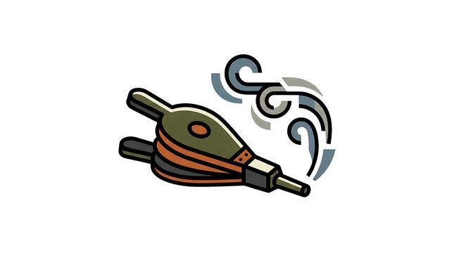 Old fireplace bellows blowing air in pixel art style Vector
