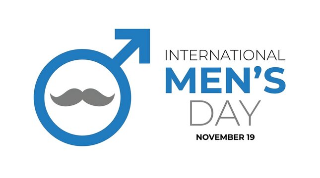 International Men's Day Greeting Design with Male Symbol and Mustache Icon