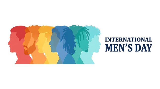 International Men's Day Celebration with Colorful Profile Silhouettes