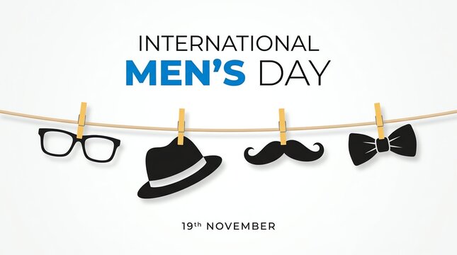 International Men's Day Celebration Design with Hanging Accessories