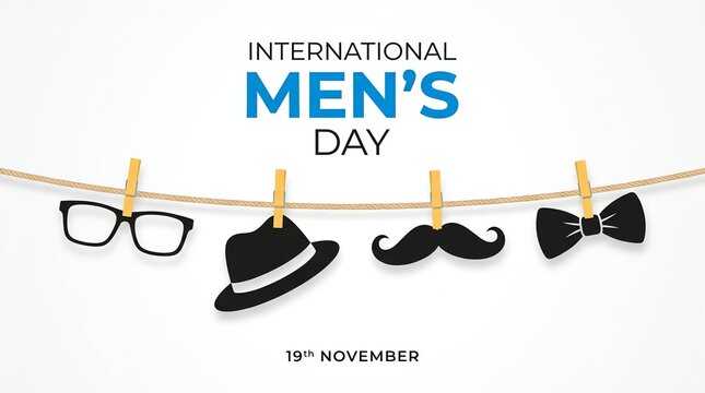 International Mens Day Celebration Background with Hanging Accessories