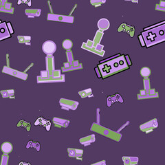 Seamless pattern of game controllers, routers, and security cameras © purnia