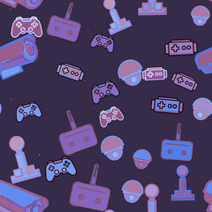 Video game controllers and security cameras pattern © purnia