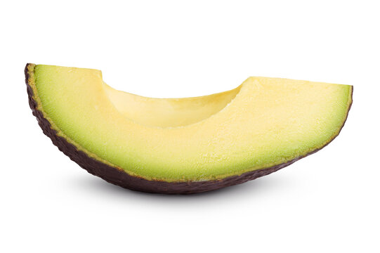 avocado piece isolated on white background close up