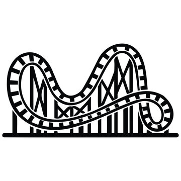 Minimalist roller coaster loop vector line art illustration for entertainment concepts.