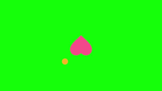 Heart Icon spinning fast with two full turns plus an accent dot, Green Screen Loop Animation