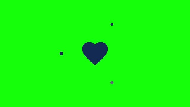 Heart Icon with orbiting dots, Green Screen Loop Animation