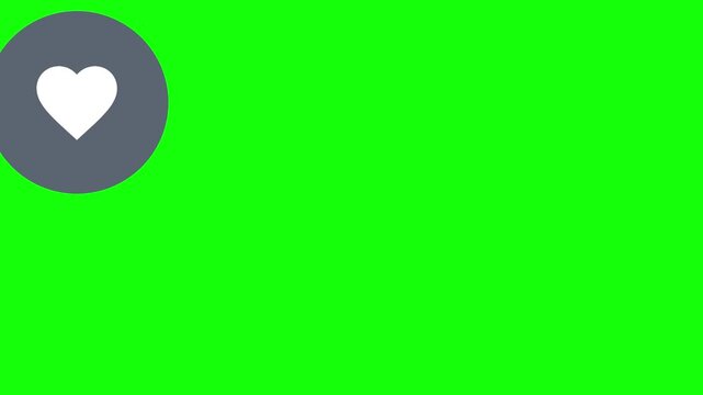 Heart Icon hopping across the screen on a circular chip, Green Screen Loop Animation