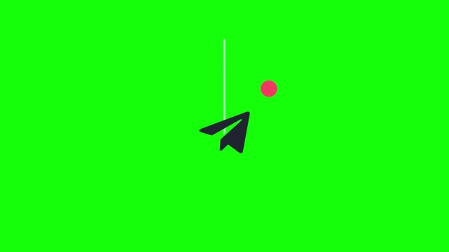 Share Paper Plane Icon dropping and rising like a yoyo plus an accent dot, Green Screen Loop Animation