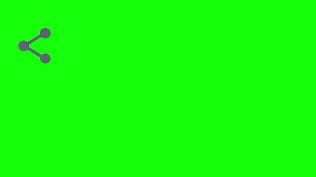 Share Nodes Icon hopping across the screen, Green Screen Loop Animation