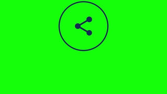 Share Nodes Icon bouncing back and forth inside a ring frame, Green Screen Loop Animation