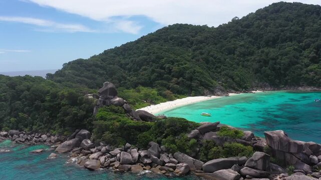 Aerial view on the sea. Beautiful natural seascape at summer time for holidays. Beautiful turquoise blue ocean tropical seascape island for summer vaction on paradise beach.Tourist AttractionThailand.