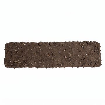 Firebreak sample of tilled bare soil strip without vegetation isolated on white background for land management and wildfire prevention