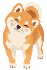 Obraz premium Cute Shiba Inu Flat Vector Illustration
