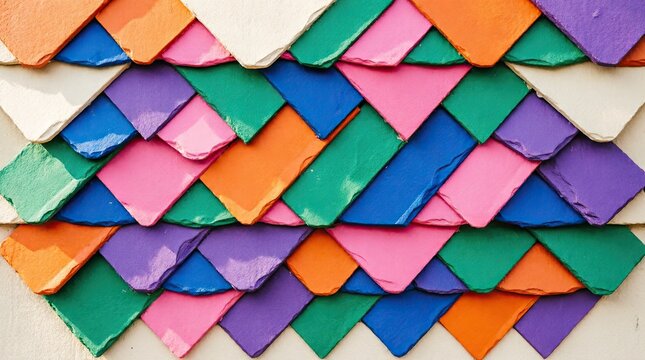 Colorful overlapping diamond tiles pattern