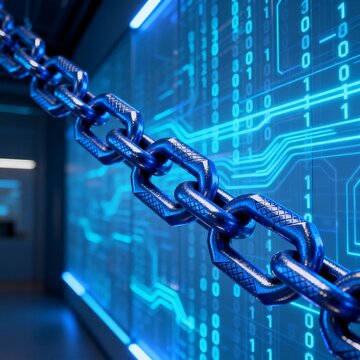 Digital Chain Representing Blockchain Cybersecurity Concept