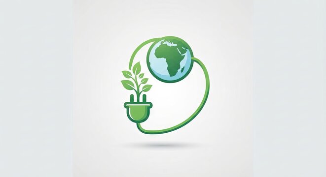 Eco plug with sprouting leaves connected to globe