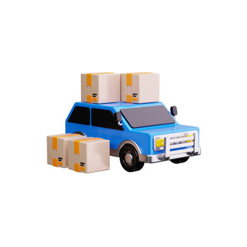 Delivery van 3d render icons