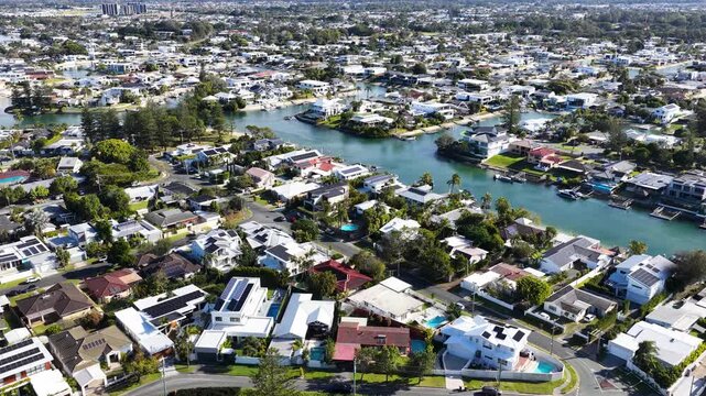 Aerial View of Luxury Waterfront Homes in Broadbeach Waters