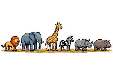 Obraz premium Pixel Art Safari Animals