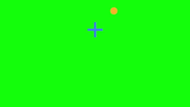 Follow Plus Sign Icon bouncing back and forth plus an accent dot, Green Screen Loop Animation