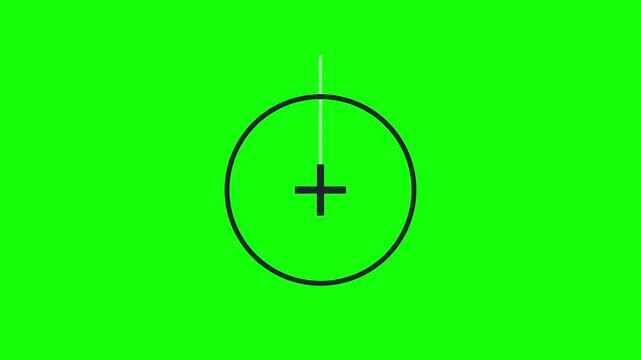 Follow Plus Sign Icon dropping and rising like a yoyo inside a ring frame, Green Screen Loop Animation