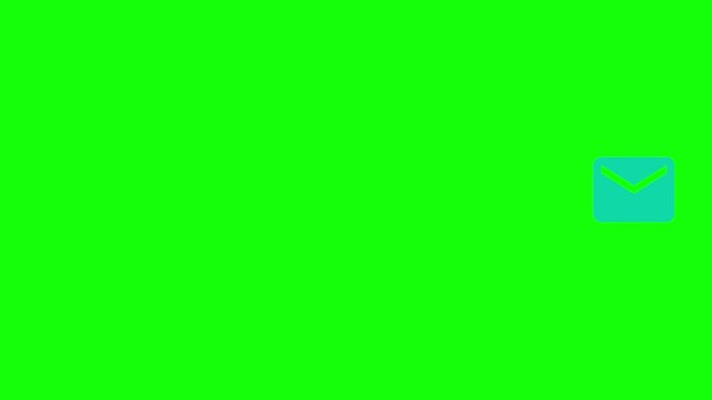 Message Envelope Icon flying across screen right to left, Green Screen Loop Animation