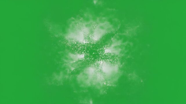 White Cosmetic Powder Expanding into Floating Border on Green Screen