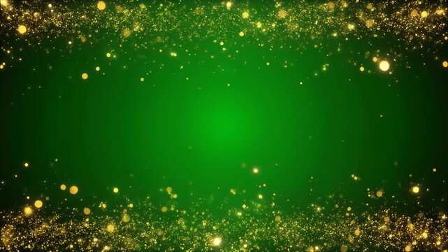 Golden Glowing Particles Floating Around Outer Frame on Green Screen