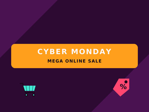 Cyber Monday sale flat vector illustration with a horizontal cyber monday sale banner strip