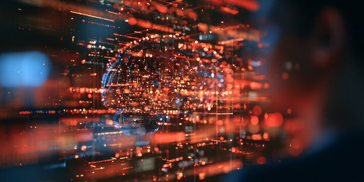 Digital Brain Visualization representing Natural Language Intelligence Concept
