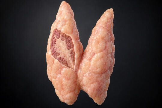 Human thymus gland with a lobular cutaway in 3D