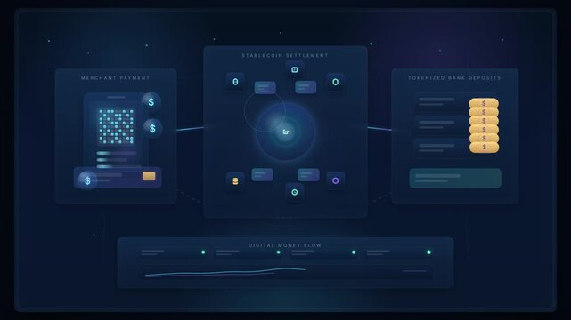 Futuristic digital user interface with glowing elements, data visualization screens, and dark cosmic background