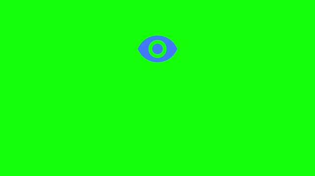 Watch Eye Icon bouncing back and forth, Green Screen Loop Animation