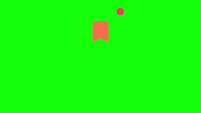 Save Bookmark Icon bouncing back and forth plus an accent dot, Green Screen Loop Animation