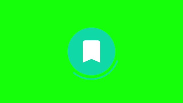 Save Bookmark Icon with a rotating radar sweep on a circular chip, Green Screen Loop Animation
