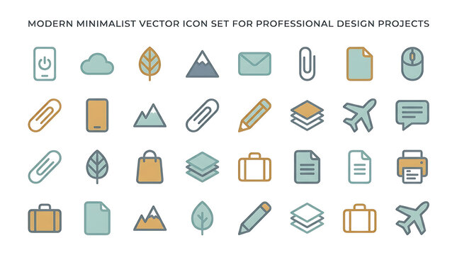 Set of simple pixel art office and travel icons Vector