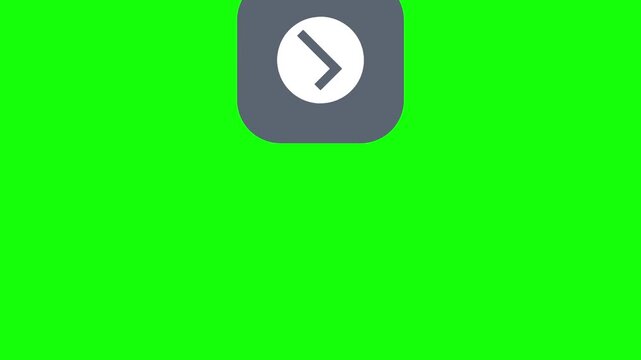 Save Check Circle Icon orbiting the screen counterclockwise on a rounded square chip, Green Screen Loop Animation