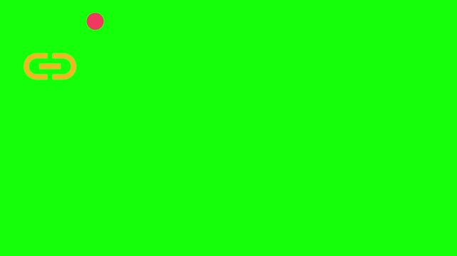 Save Link Icon hopping across the screen plus an accent dot, Green Screen Loop Animation