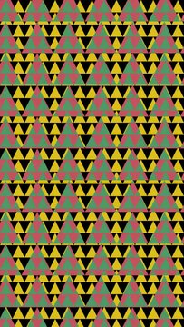 Vertical Abstract Geometric Triangle Pattern Loop in Red Green and Yellow.