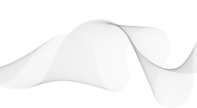 Abstract gray smooth wave on a white background. Dynamic sound wave. Design element. Vector illustration