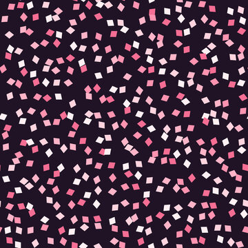 Seamless Pink Diamond Confetti Pattern on Dark Background