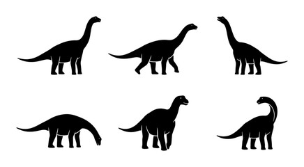 Dinosaur Silhouettes Collection: Brontosaurus, Sauropod, Prehistoric Animal Icons for Kids and Education © Dilip