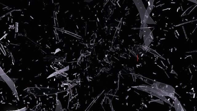 Red text overlay on shattering glass background with motivational message with creating powerful visual metaphor breaking barriers overcoming obstacles high contrast