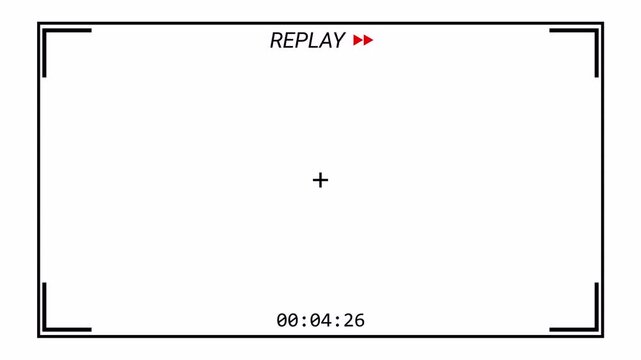 Replay text button animation for video camera and camcorder recordings, animated rewind or repeat icon, VHS Replay Overlay, Video camera replay screen animation overlay with alpha channel in 4k