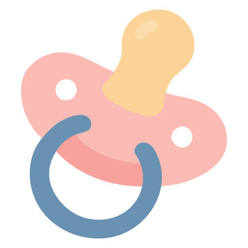 Cute pink baby pacifier dummy soothing teat newborn care icon vector illustration