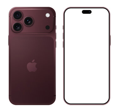 Apple iPhone 18 Pro Max in Burgundy, Front and Back Views